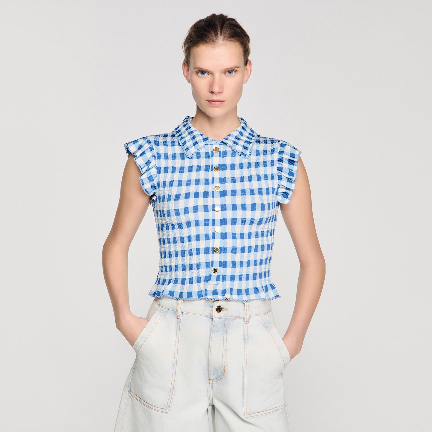 Camiseta fruncida vichy