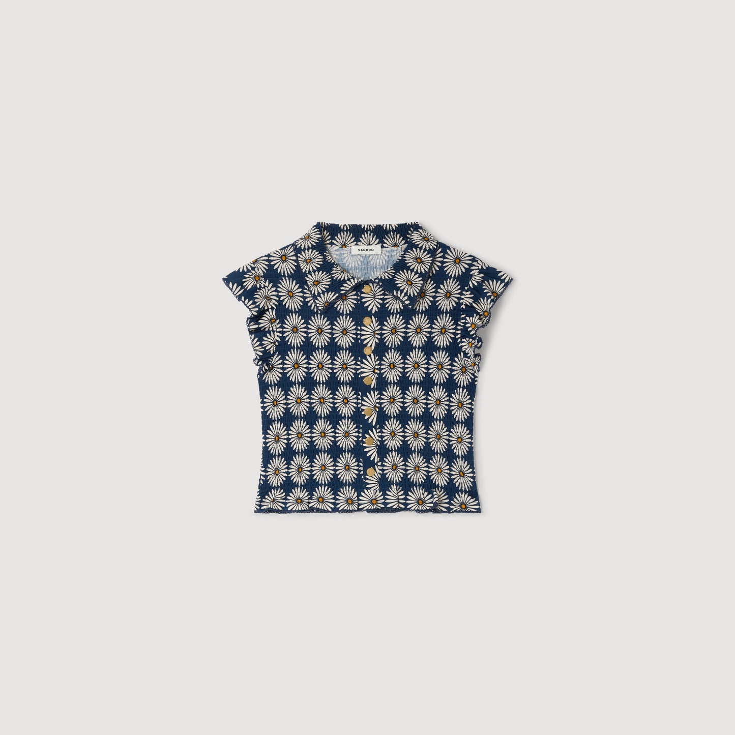 Camiseta fruncida de flores