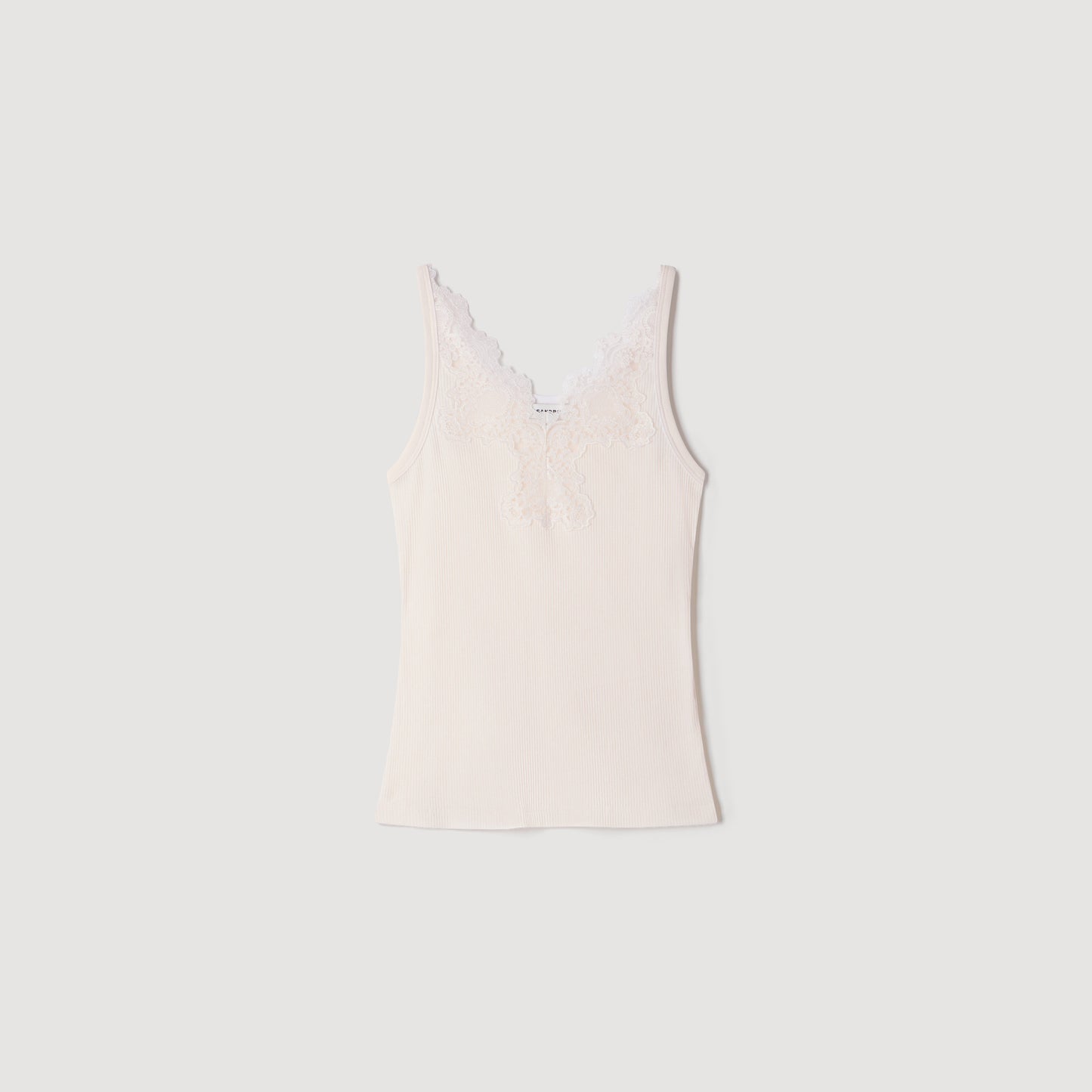 Camiseta de tirantes canalé encaje