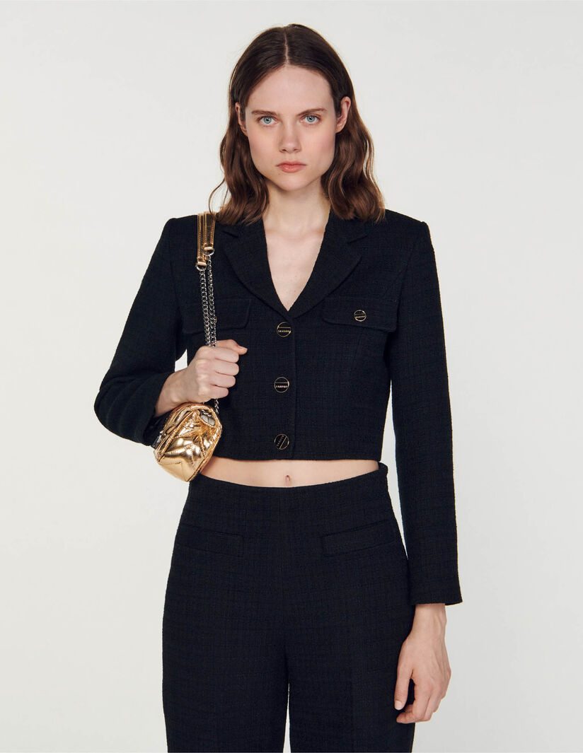 Chaqueta corta de tweed abotonada