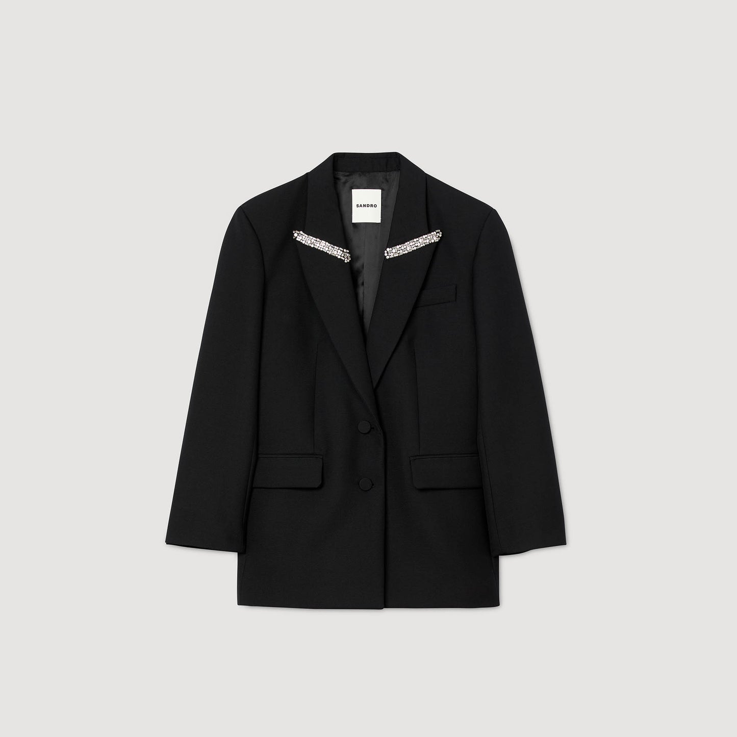 Chaqueta con cuello de strass