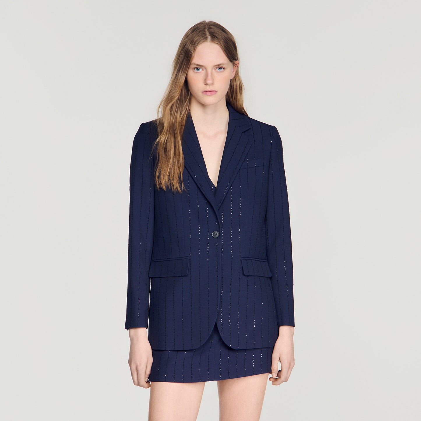 Chaqueta sastre rayas lentejuelas