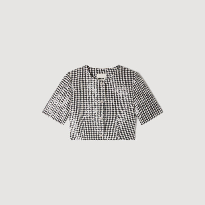 Chaqueta corta tweed pata de gallo