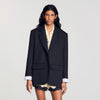 Chaqueta bimaterial satinada