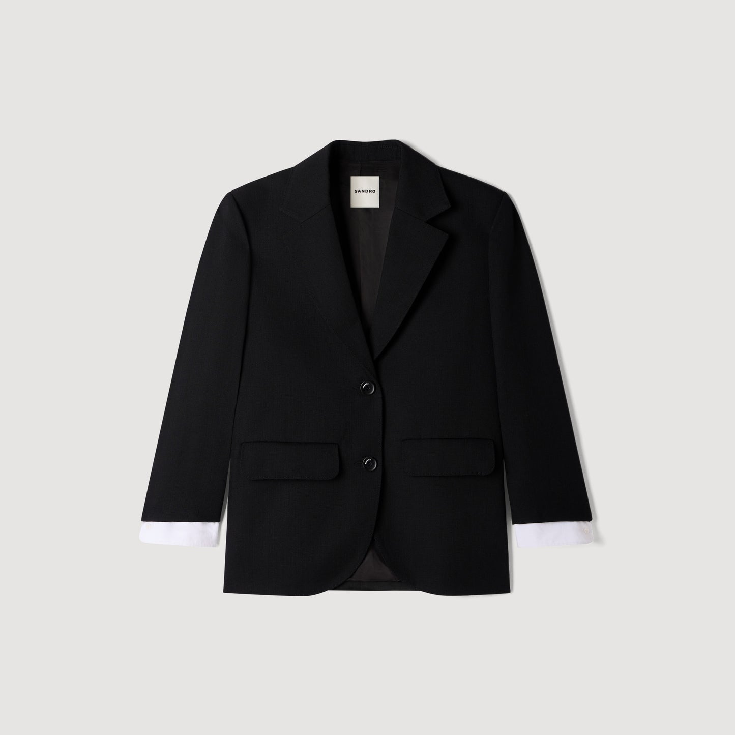 Chaqueta bimaterial satinada