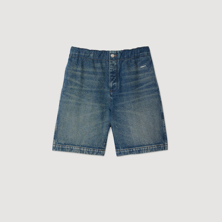 Pantalón corto de denim elástico