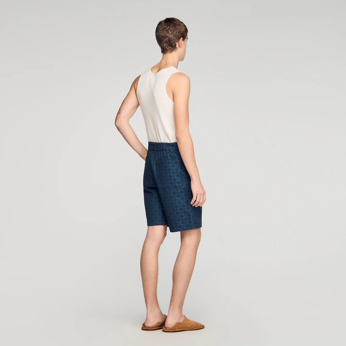 Short de denim motivo Square Cross