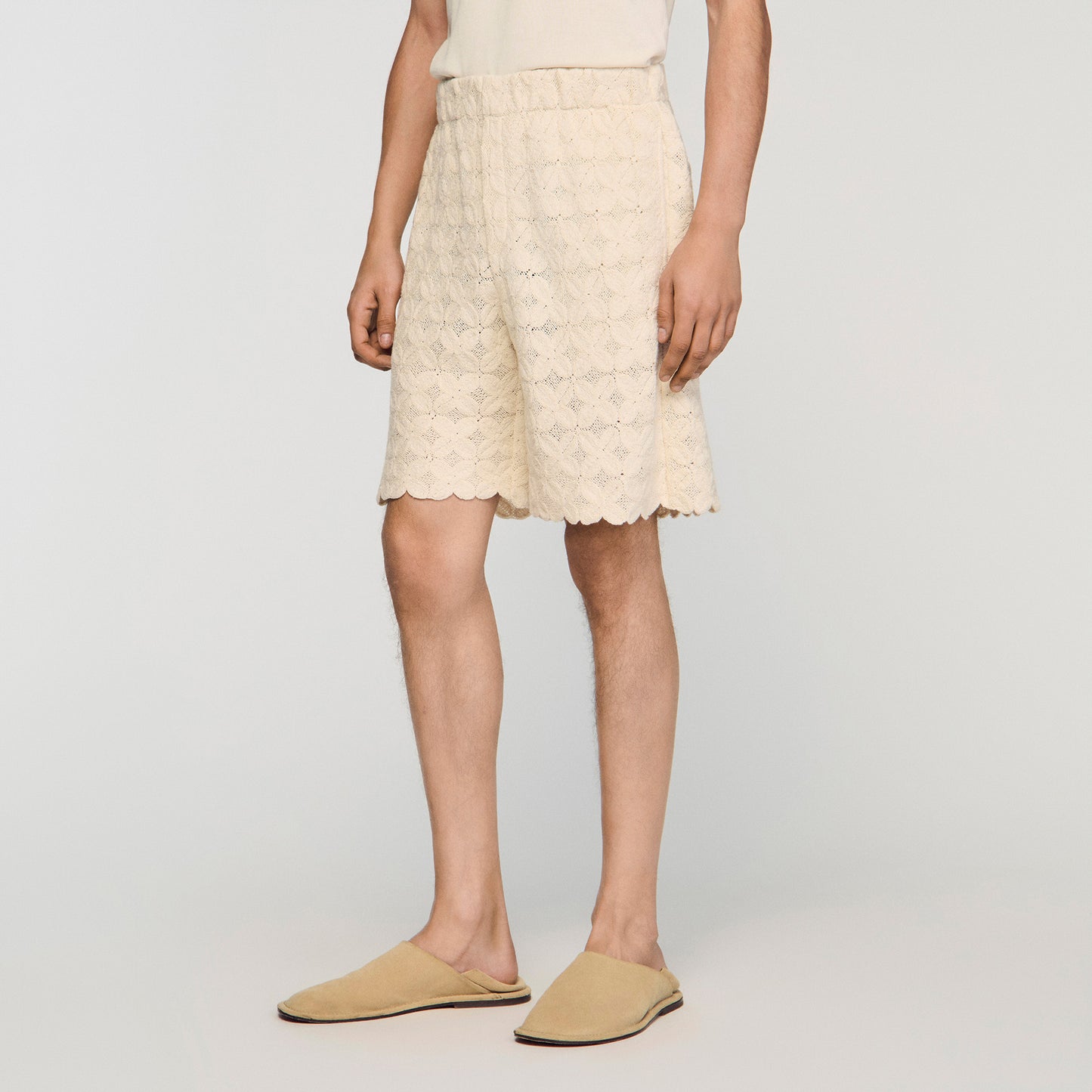 Short de algodón con bordado inglés