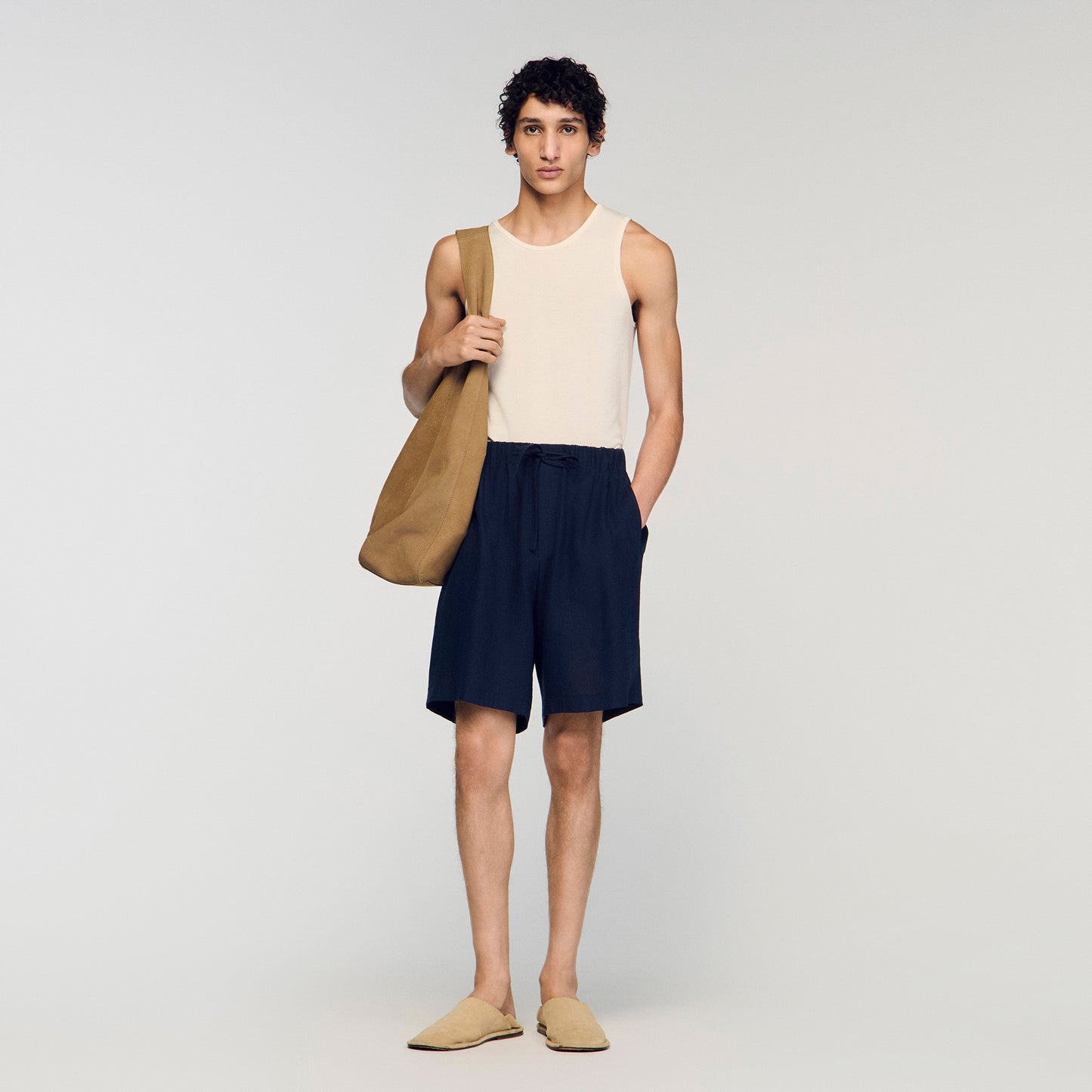 Short de lino con cintura elástica