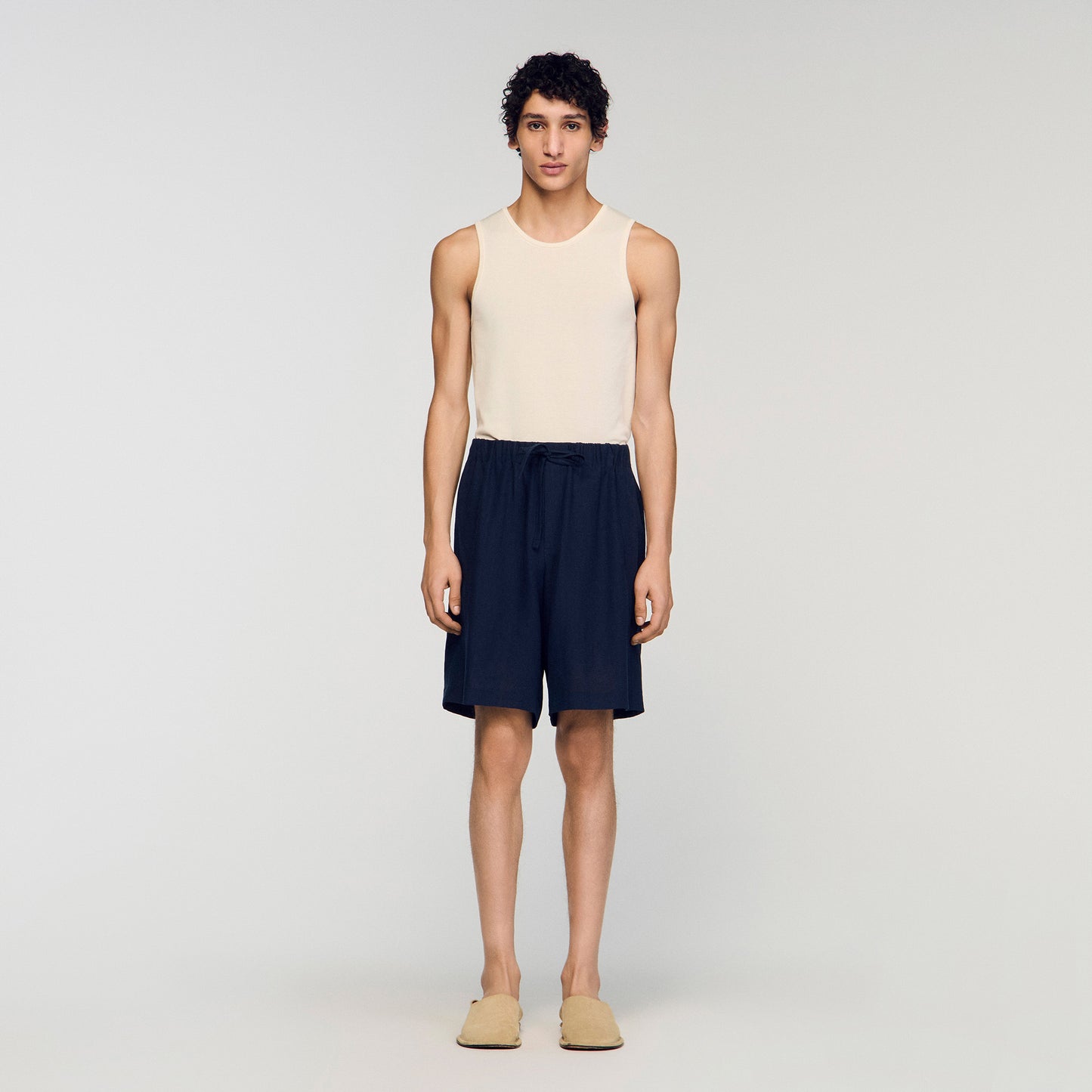 Short de lino con cintura elástica