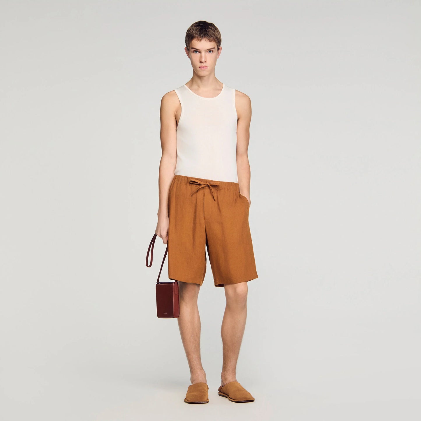 Short de lino con cintura elástica