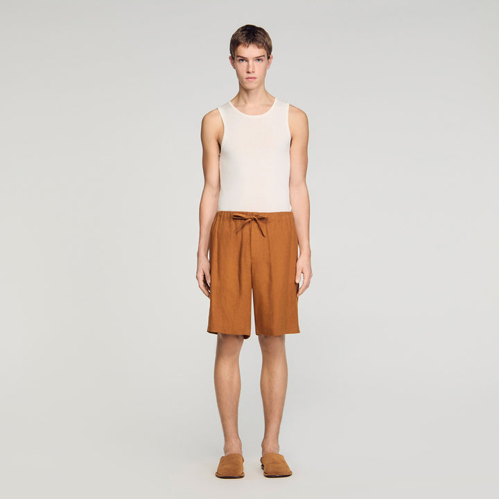 Short de algodón con bordado inglés