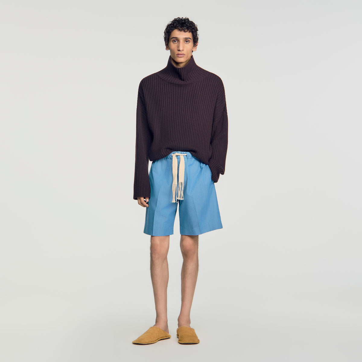 Short de algodón efecto lavado