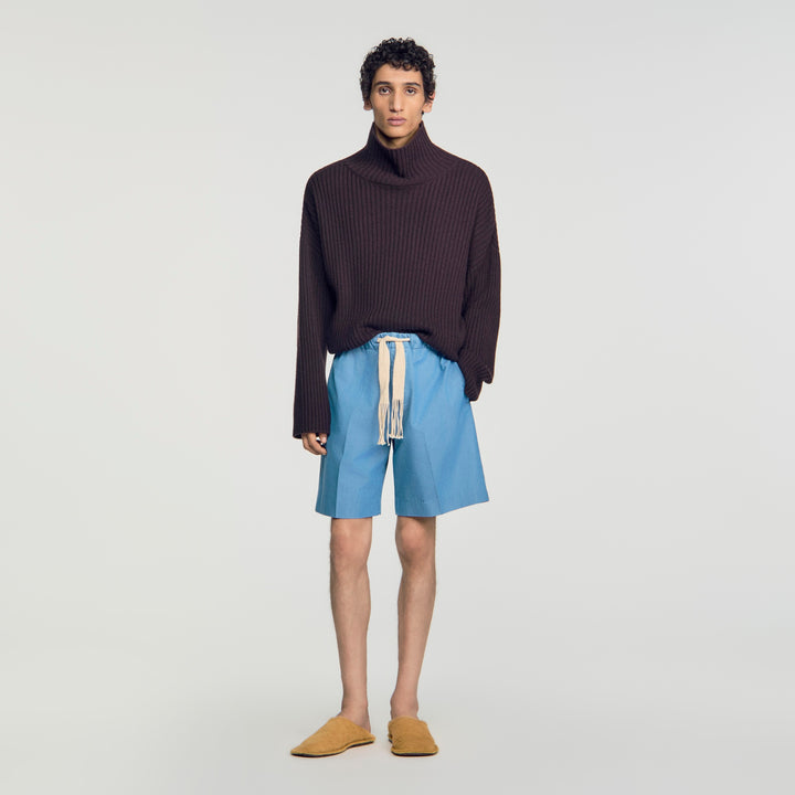 Short de algodón efecto lavado