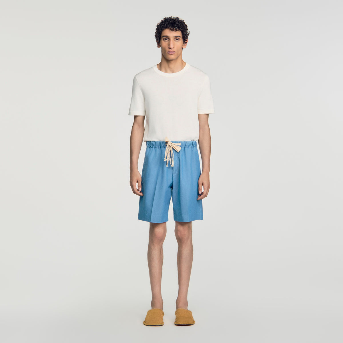 Short de algodón efecto lavado