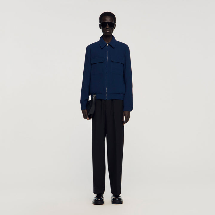 Cazadora con cremallera texturizada