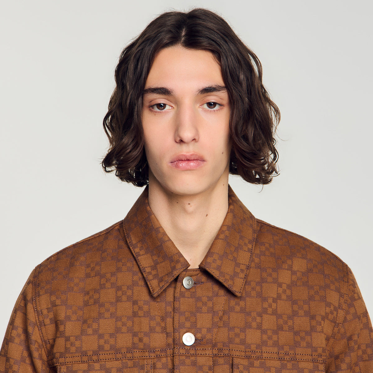 Cazadora denim motivo Square Cross