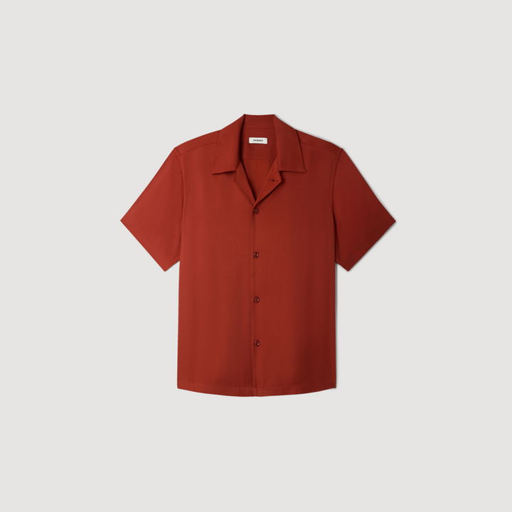 Camisa fluida con cuello italiano