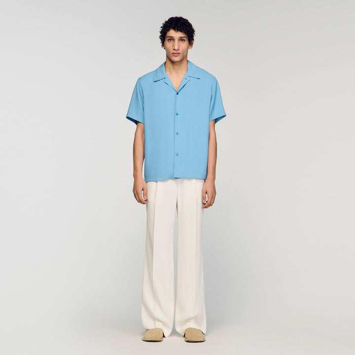 Camisa fluida con cuello italiano