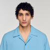 Camisa fluida con cuello italiano