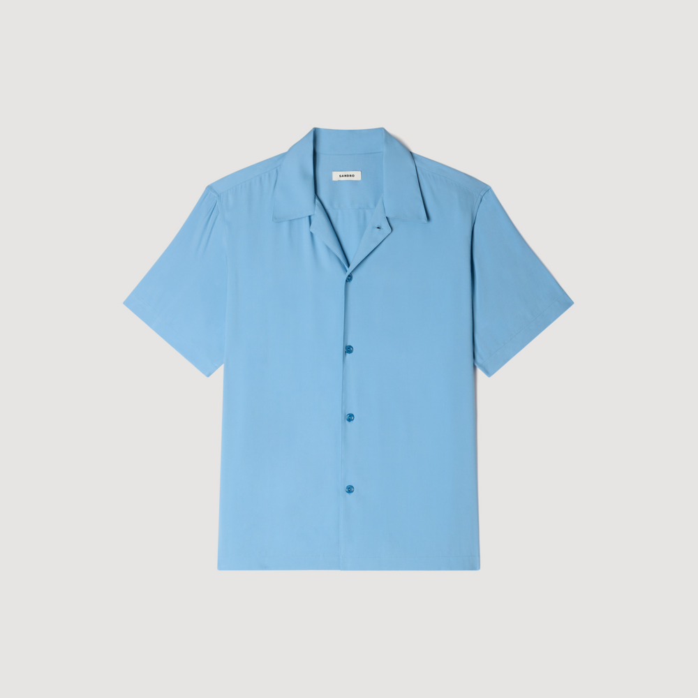 Camisa fluida con cuello italiano