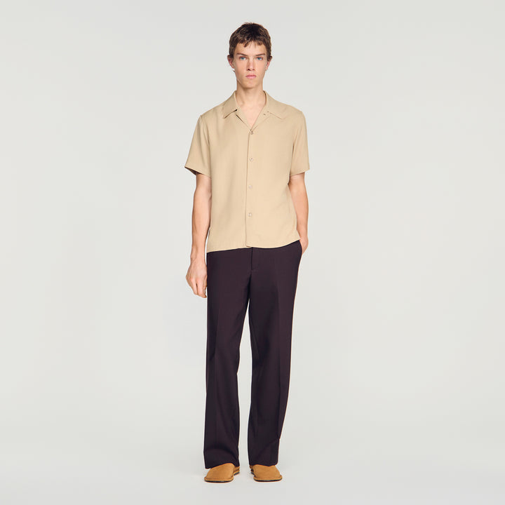 Camisa fluida con cuello italiano