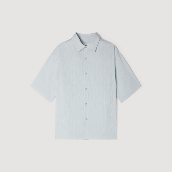 Camisa plisada con cuello italiano