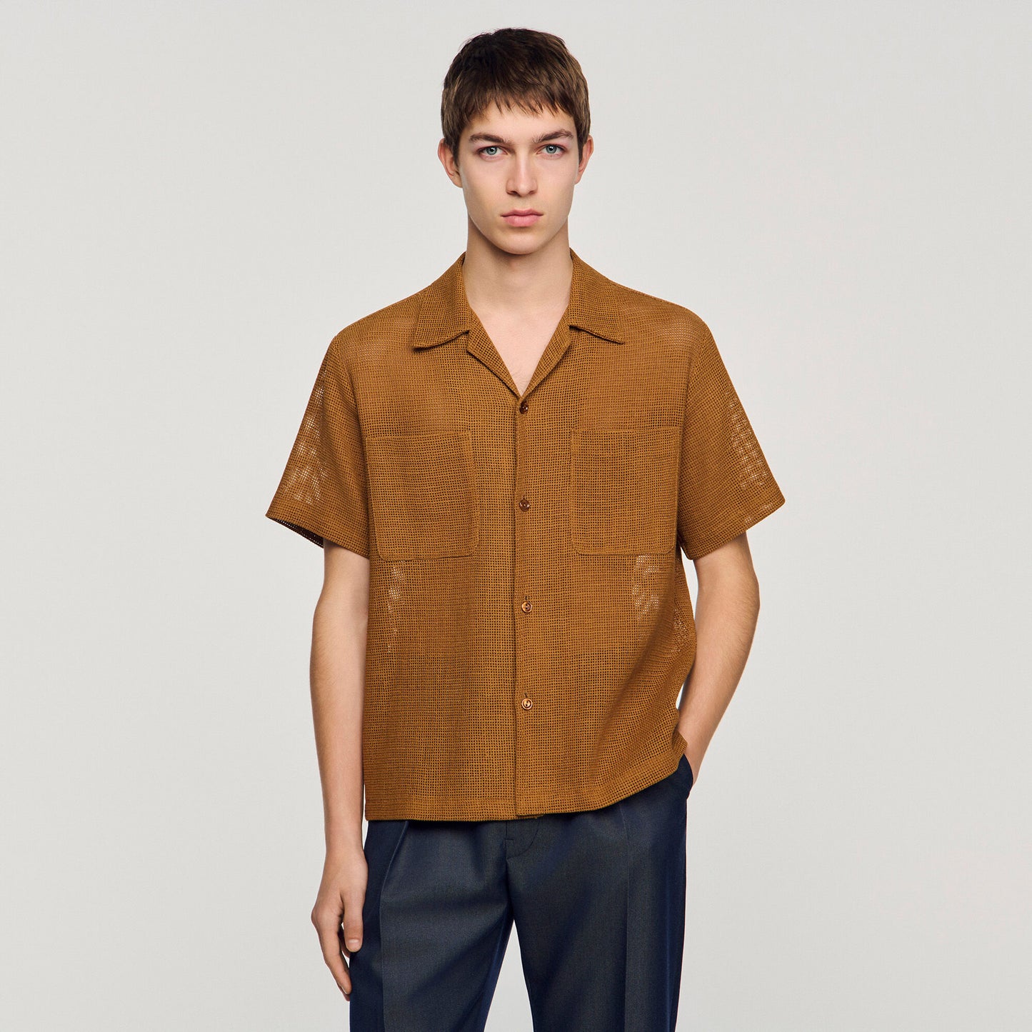 Camisa calada efecto malla