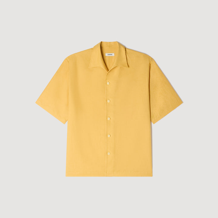 Camisa de lino con cuello italiano
