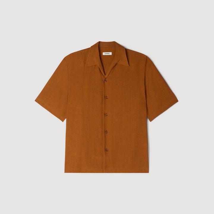 Camisa de lino con cuello italiano