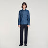 Camisa efecto denim de algodón-lino