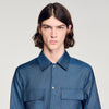 Camisa efecto denim de algodón/lino