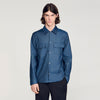 Camisa efecto denim de algodón-lino