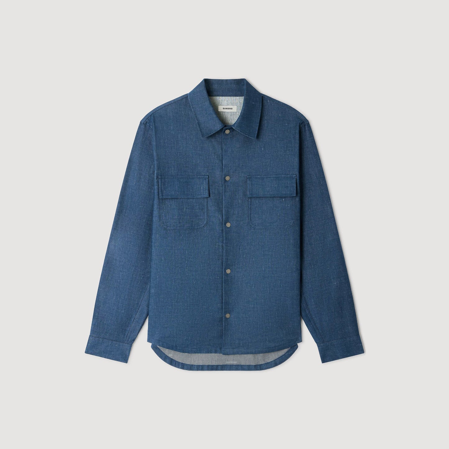 Camisa efecto denim de algodón-lino