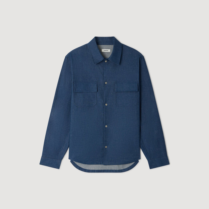 Camisa efecto denim de algodón/lino