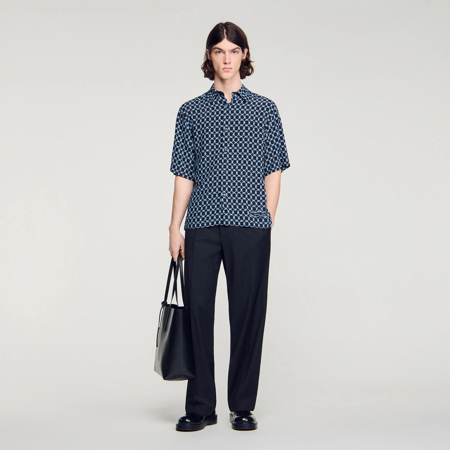 Camisa fluida estampado eslabones