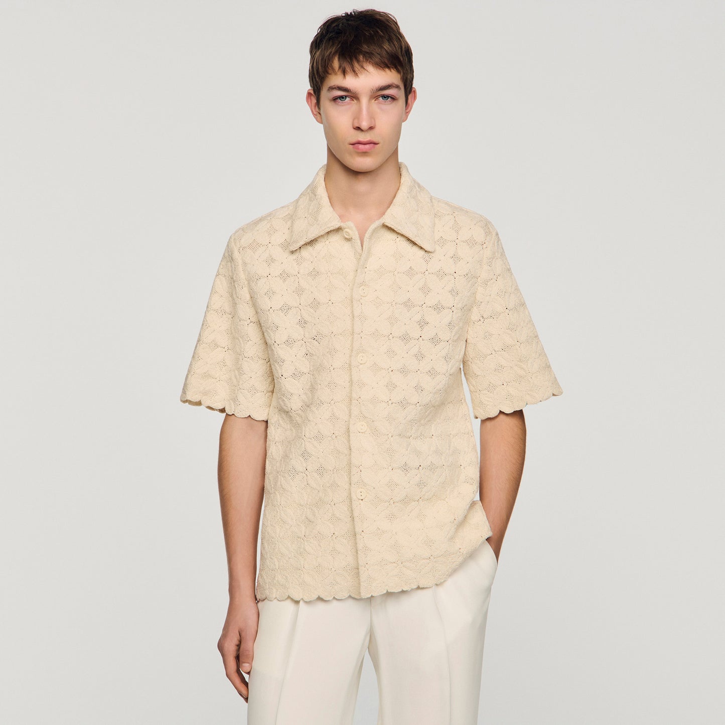 Camisa de algodón bordado inglés