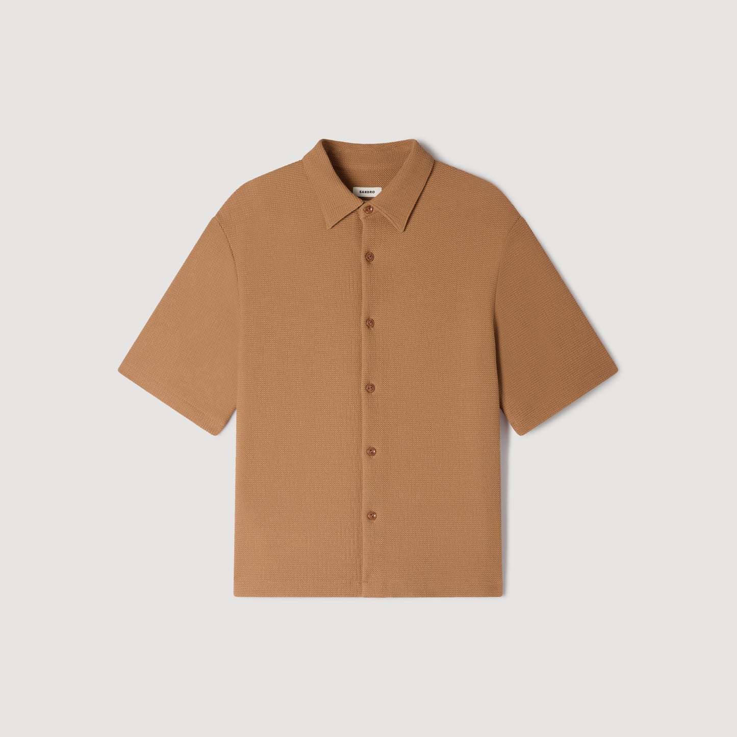 Camisa con textura, cuello italiano