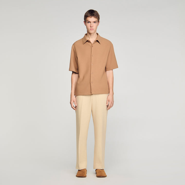 Camisa con textura, cuello italiano