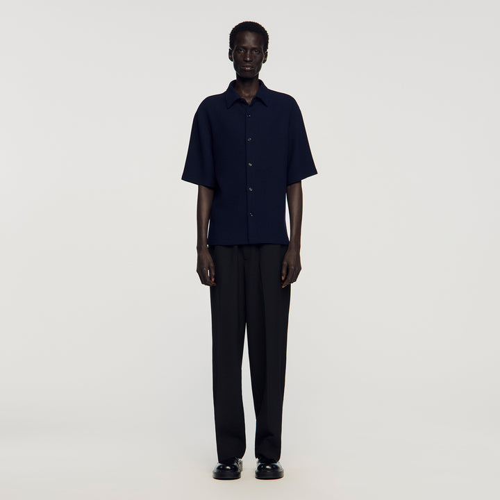 Camisa con textura, cuello italiano