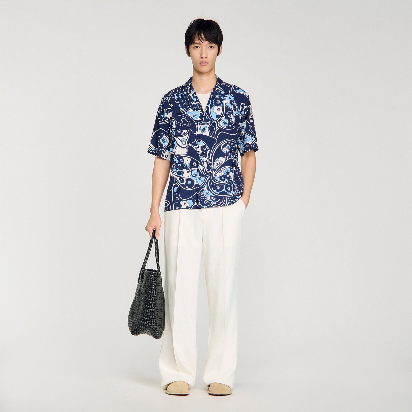 Camisa estampada cuello italiano