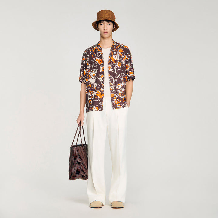 Camisa estampada cuello italiano