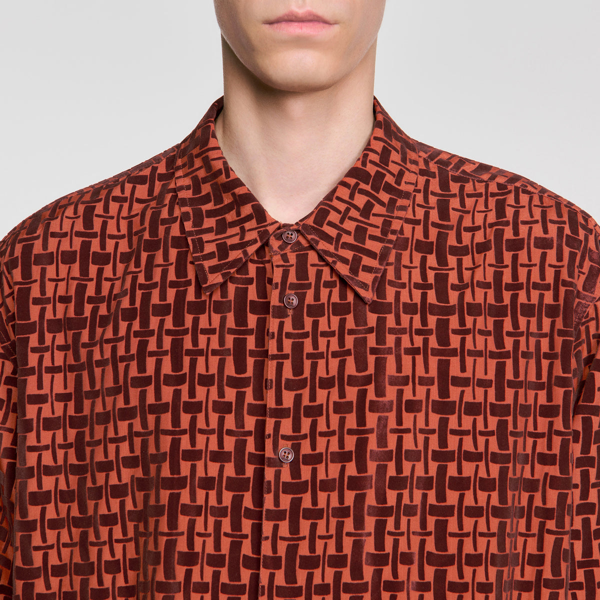 Camisa con flocado de terciopelo