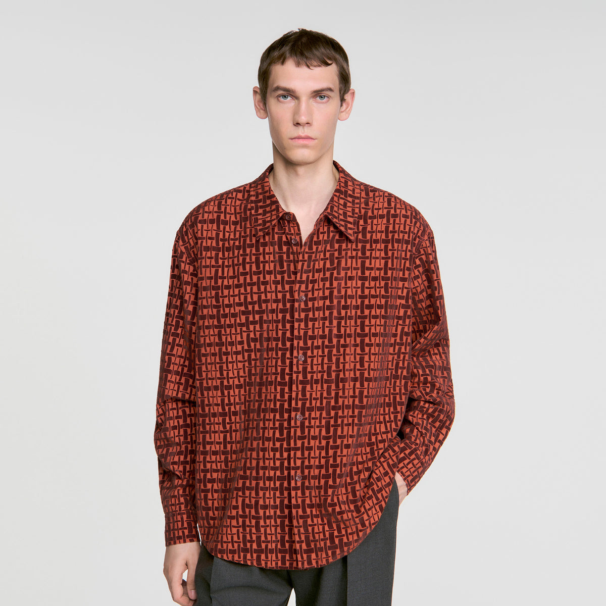Camisa con flocado de terciopelo