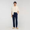 Pantalón recto de lino elástico