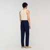 Pantalón recto de lino elástico