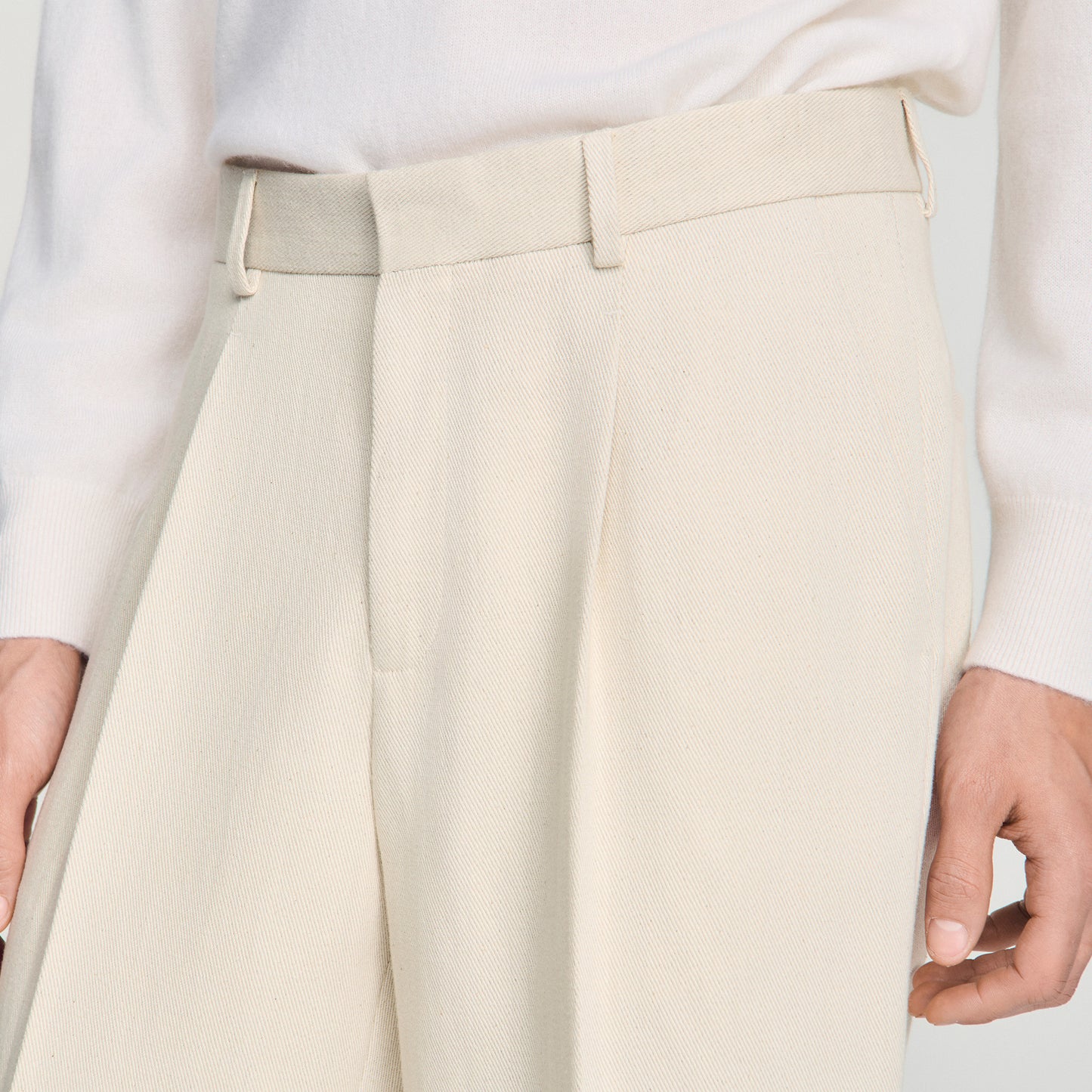 Pantalón ancho algodón lino pinzas