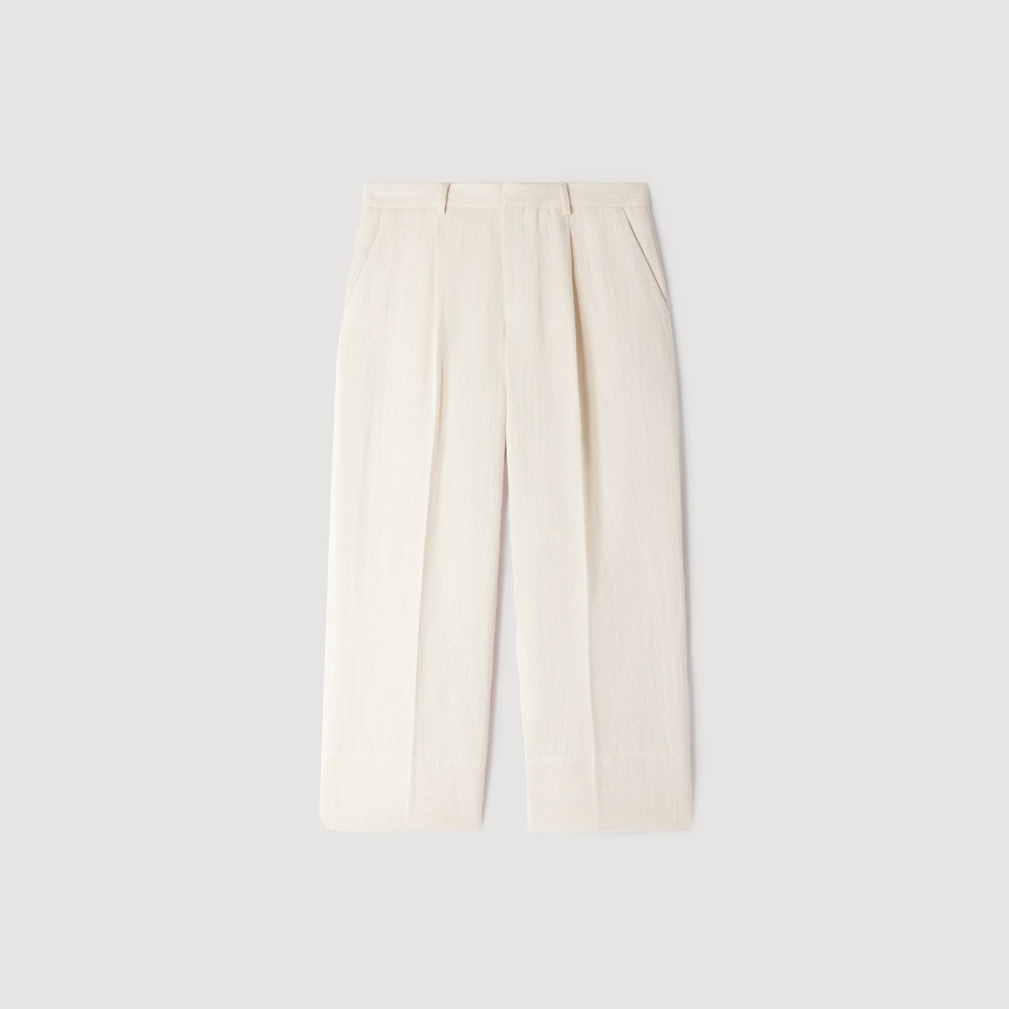 Pantalón ancho algodón lino pinzas