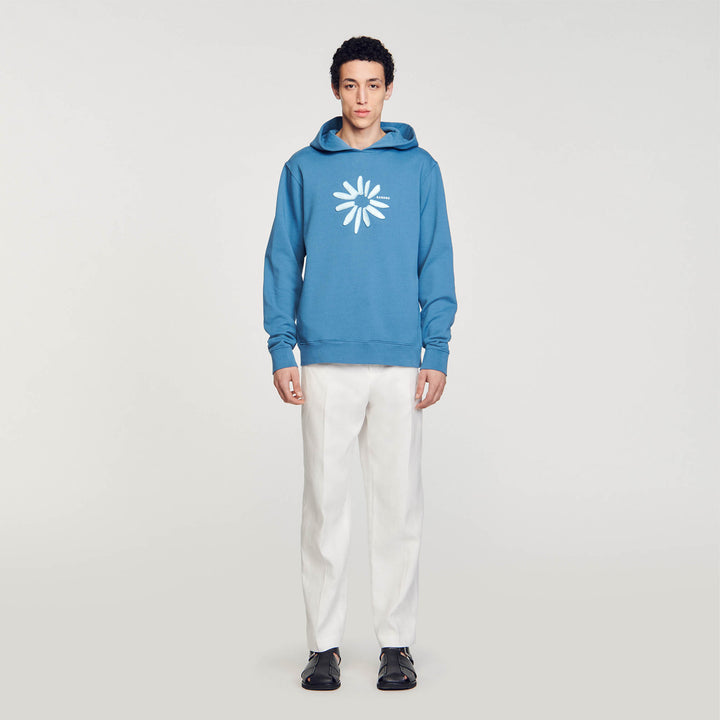 Sudadera con capucha de algodón con flor