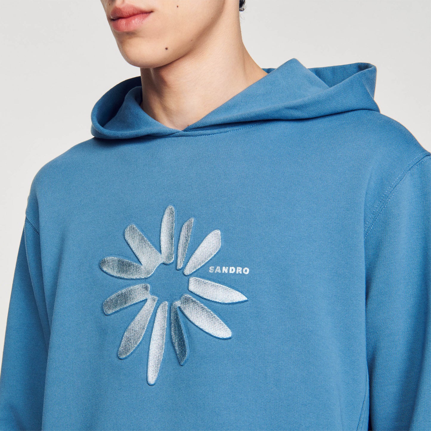 Sudadera con capucha de algodón con flor